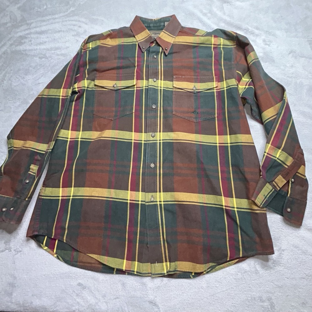 Roper Mens Large Plaid Western Pearl Snap Shirt Cowboy Ranch Vintage